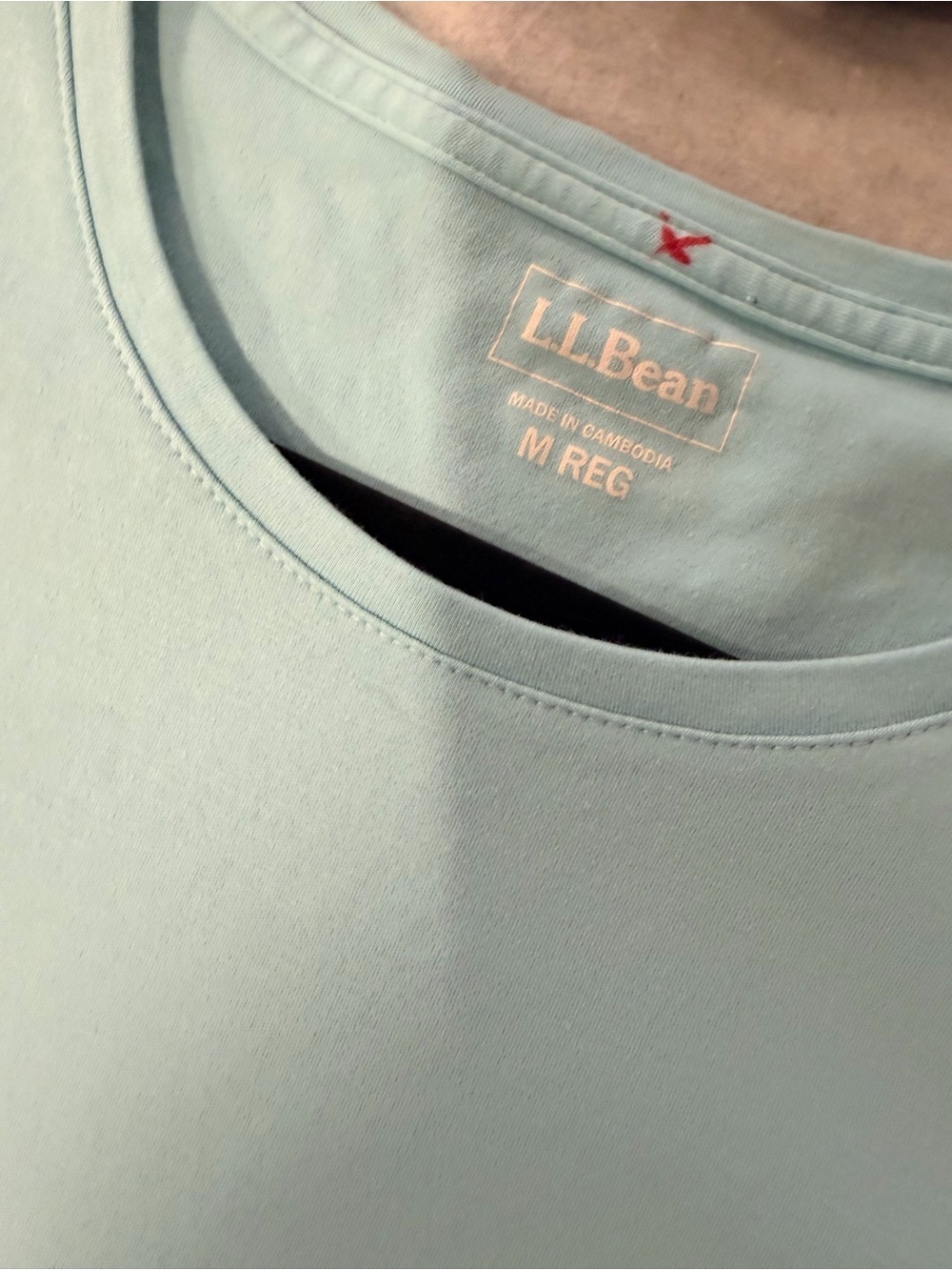 L.L. Bean Size M Light Blue Short Sleeve Crew Neck Cotton Stretch Tee Shirt - Picture 6 of 9